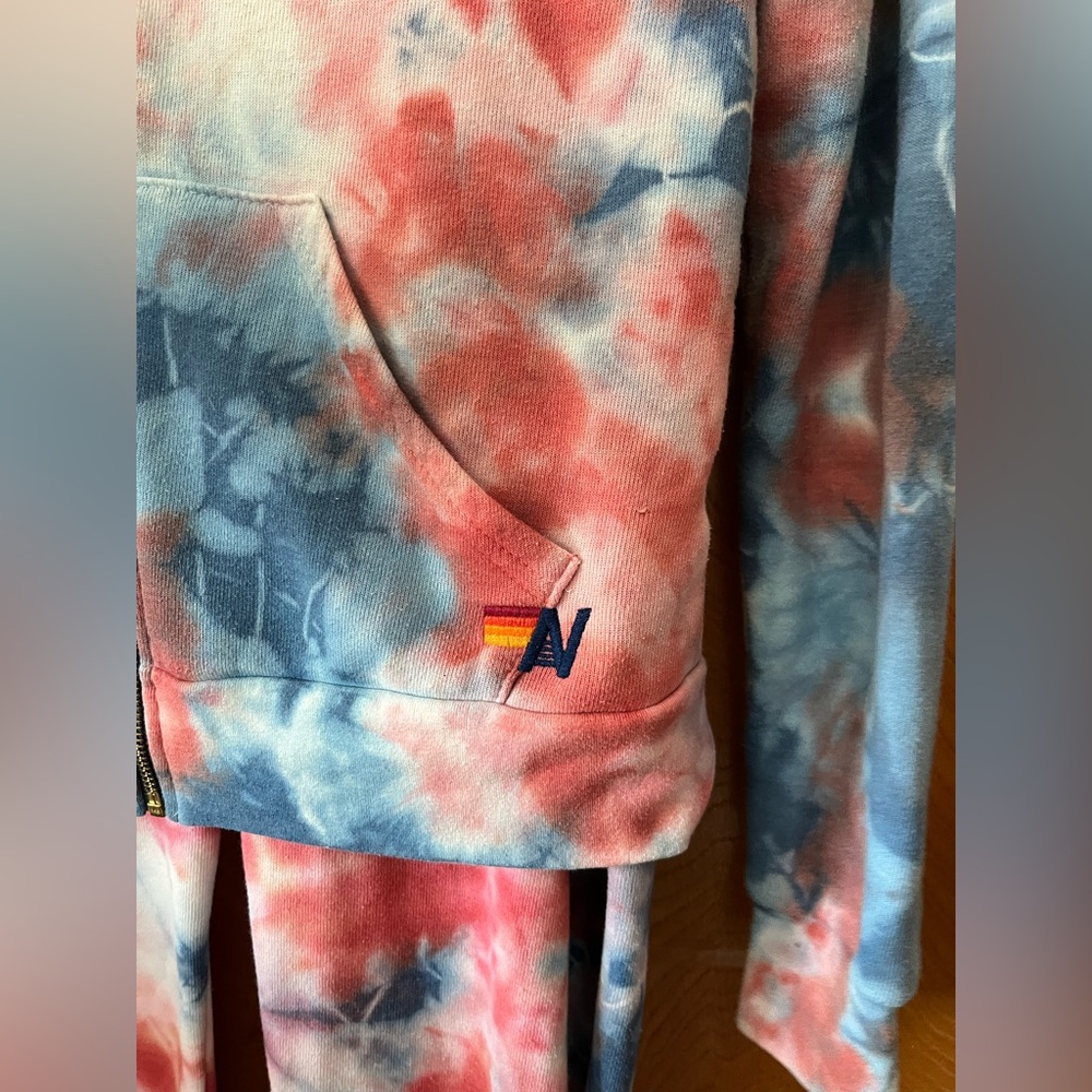 Aviator Nation Red and Blue hand Tie-Dye Track Suit Set - Top (XS) pant (S) - Picture 8 of 15